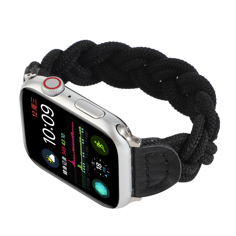 Elastic Woven Watch Band For Apple Watch Ultra 49mm&Watch Ultra 2 49mm / Series 9&8&7 45mm / SE 3&SE 2&6&SE&5&4 44mm / 3&2&1 42mm, Length:160mm(Black) by buy2fix
