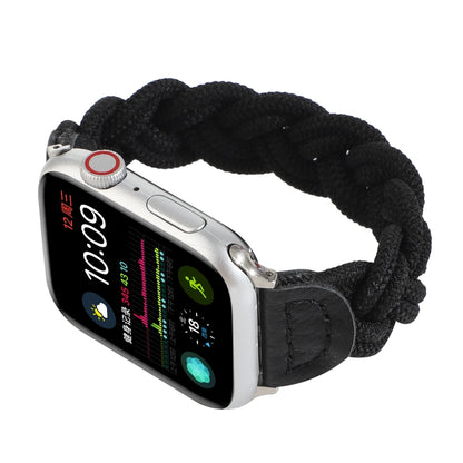 Elastic Woven Watch Band For Apple Watch Ultra 49mm&Watch Ultra 2 49mm / Series 9&8&7 45mm / SE 3&SE 2&6&SE&5&4 44mm / 3&2&1 42mm, Length:160mm(Black) by buy2fix