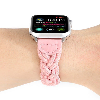 Elastic Woven Watch Band For Apple Watch Ultra 49mm&Watch Ultra 2 49mm / Series 9&8&7 45mm / SE 3&SE 2&6&SE&5&4 44mm / 3&2&1 42mm, Length:160mm(Pink) by buy2fix