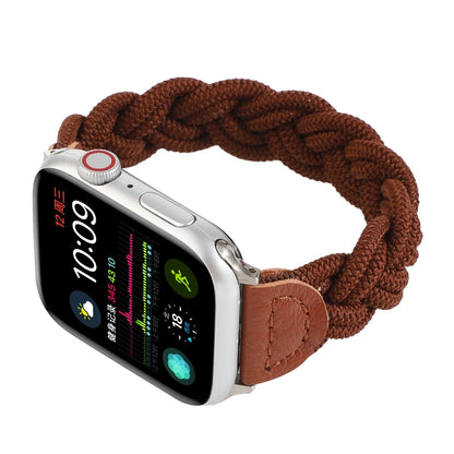 Elastic Woven Watch Band For Apple Watch Ultra 49mm&Watch Ultra 2 49mm / Series 9&8&7 45mm / SE 3&SE 2&6&SE&5&4 44mm / 3&2&1 42mm, Length:160mm(Coffee) by buy2fix