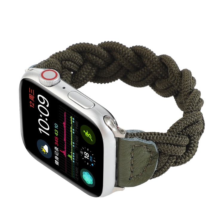 Elastic Woven Watch Band For Apple Watch Ultra 49mm&Watch Ultra 2 49mm / Series 9&8&7 45mm / SE 3&SE 2&6&SE&5&4 44mm / 3&2&1 42mm, Length:160mm(Dark Green) by buy2fix