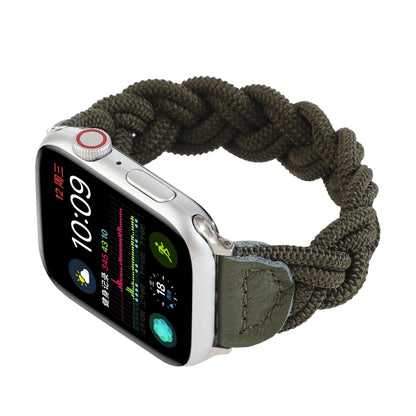Elastic Woven Watch Band For Apple Watch Ultra 49mm&Watch Ultra 2 49mm / Series 9&8&7 45mm / SE 3&SE 2&6&SE&5&4 44mm / 3&2&1 42mm, Length:160mm(Dark Green) by buy2fix