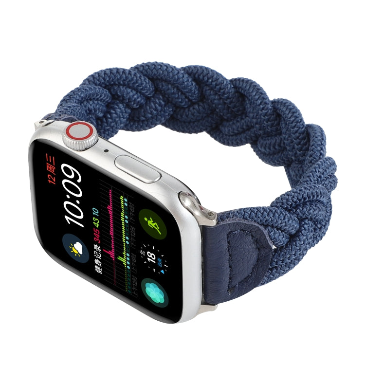Elastic Woven Watch Band For Apple Watch Ultra 49mm&Watch Ultra 2 49mm / Series 9&8&7 45mm / SE 3&SE 2&6&SE&5&4 44mm / 3&2&1 42mm, Length:160mm(Blue) by buy2fix