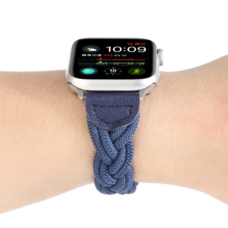 Elastic Woven Watch Band For Apple Watch Ultra 49mm&Watch Ultra 2 49mm / Series 9&8&7 45mm / SE 3&SE 2&6&SE&5&4 44mm / 3&2&1 42mm, Length:160mm(Blue) by buy2fix