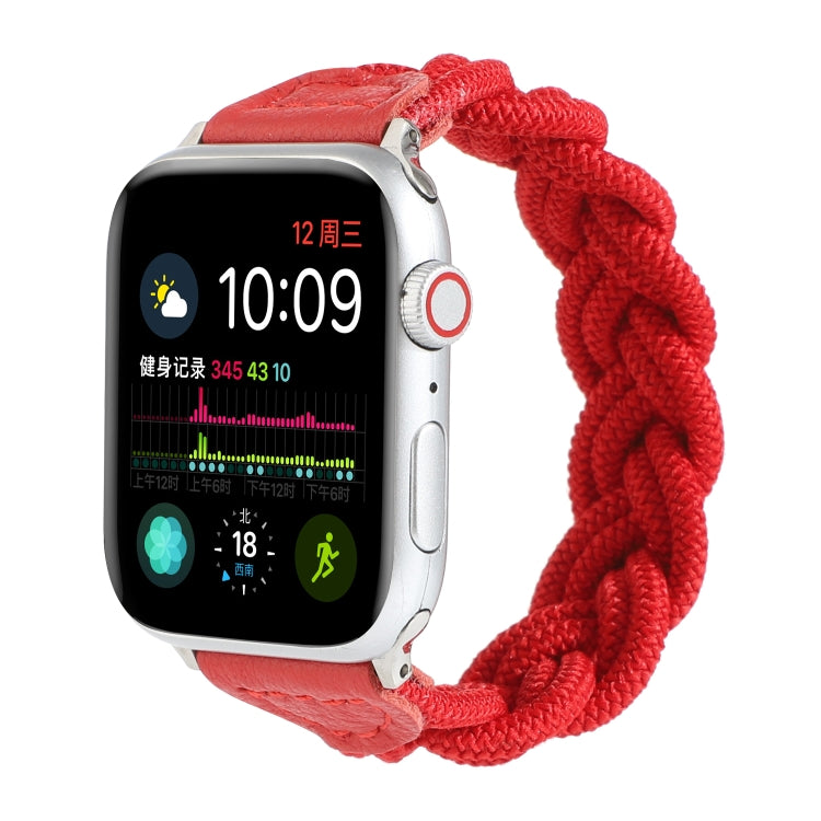 Elastic Woven Watch Band For Apple Watch Ultra 49mm&Watch Ultra 2 49mm / Series 9&8&7 45mm / SE 3&SE 2&6&SE&5&4 44mm / 3&2&1 42mm, Length:160mm(Red) by buy2fix