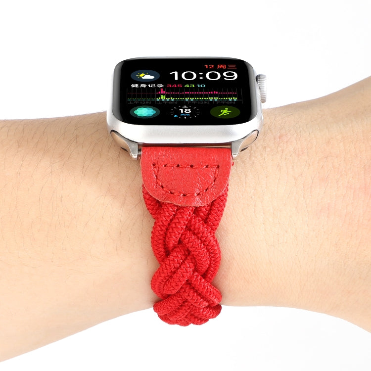 Elastic Woven Watch Band For Apple Watch Ultra 49mm&Watch Ultra 2 49mm / Series 9&8&7 45mm / SE 3&SE 2&6&SE&5&4 44mm / 3&2&1 42mm, Length:160mm(Red) by buy2fix