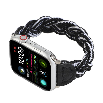 Elastic Woven Watch Band For Apple Watch Ultra 49mm&Watch Ultra 2 49mm / Series 9&8&7 45mm / SE 3&SE 2&6&SE&5&4 44mm / 3&2&1 42mm, Length:160mm(Black White) by buy2fix