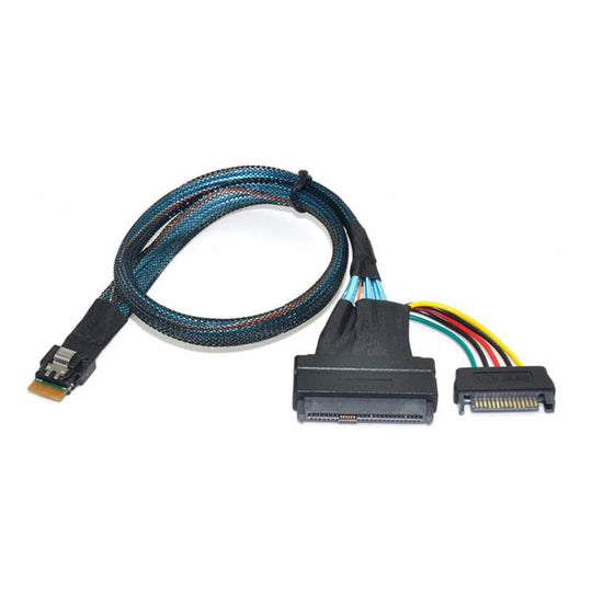 WG195 SFF-8654SlimSAS to SFF8639U.2 Hard Drive Data Transfer Adapter Cable NVMEPCIE4.0, Length:0.7m(Black)