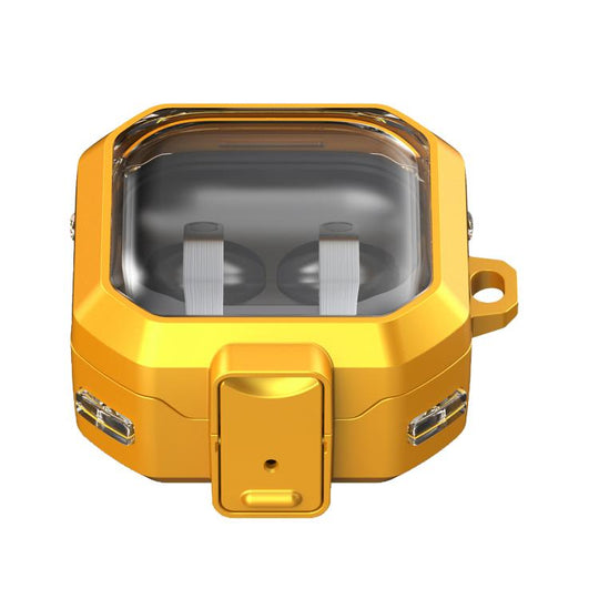 For Samsung Galaxy Buds4 / Buds4 Pro Thunder Armor Transparent Earphones Case with Switch(Yellow)