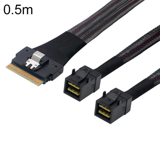 WG173 SFF-86548X to 2 x SFF-86434X High-speed SlimSAS Connection Cable, Length:0.5m