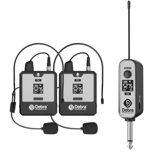 DEBRA DT-02 Ear-worn UHF Wireless Microphone System 2 TX & 1 RX(Black)