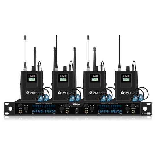 DEBRA ER-404 Professional Stage Monitoring System 4-in-1 Wireless In-Ear Headphones(UK Plug)