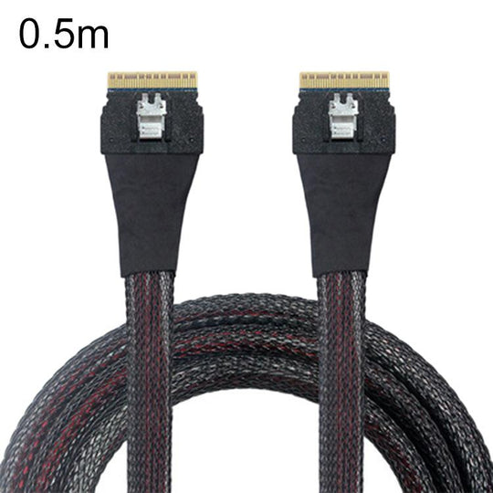 WG183 SlimeSAS SFF-8654 8i to SFF-8654 8i High Speed Hard Drive Server Data Transfer Cable, Length:0.5m(Black)