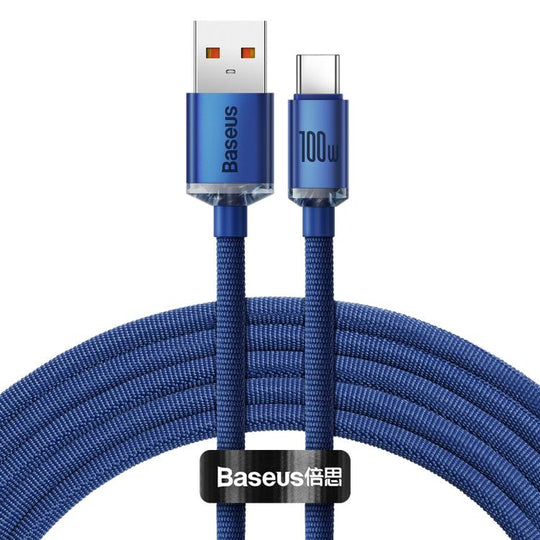 Baseus Crystal Shine Series Fast Charging Cable USB to Type-C 100W Cable, Length:2m(Blue)