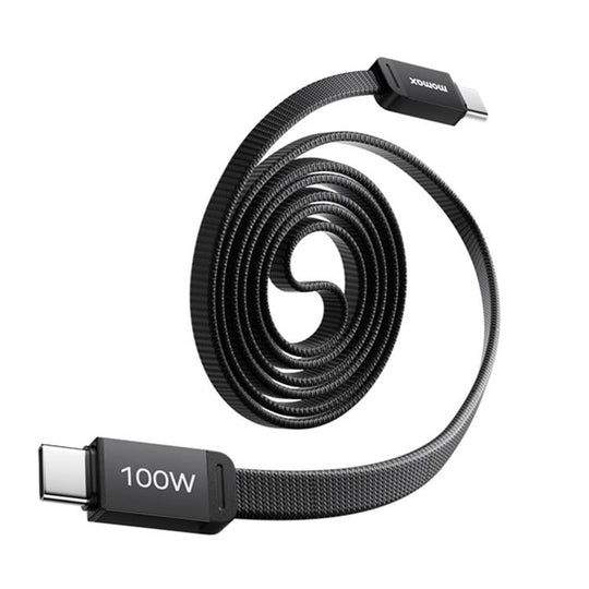 MOMAX 100W Type-C to Type-C Magnetic Retractable Fast Charging Braided Cable, Length:1m(Black)
