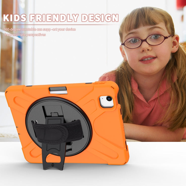 For iPad Air 2022 / 2020 10.9 360 Degree Rotation PC + Silicone Protective Case with Holder & Hand-strap(Orange) - iPad Air (2022) / (2020) 10.9 Cases by buy2fix | Online Shopping UK | buy2fix