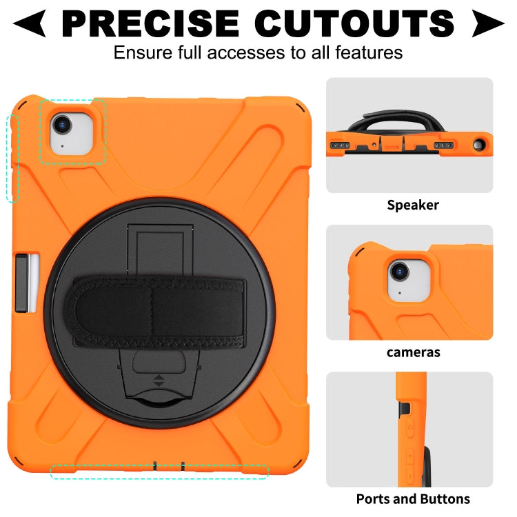 For iPad Air 2022 / 2020 10.9 360 Degree Rotation PC + Silicone Protective Case with Holder & Hand-strap(Orange) - iPad Air (2022) / (2020) 10.9 Cases by buy2fix | Online Shopping UK | buy2fix