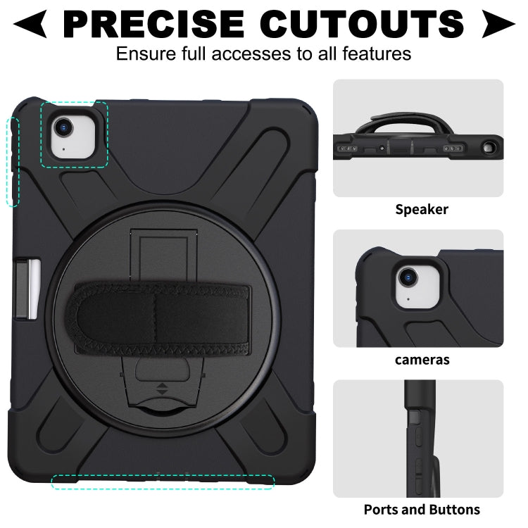 For iPad Air 2022 / 2020 10.9 360 Degree Rotation PC + Silicone Protective Case with Holder & Hand-strap(Black) - iPad Air (2022) / (2020) 10.9 Cases by buy2fix | Online Shopping UK | buy2fix