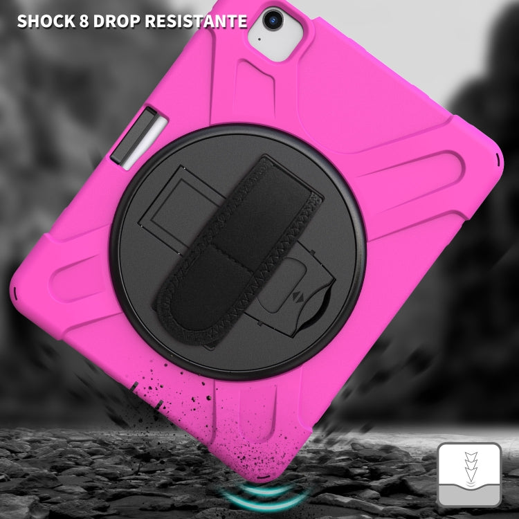 For iPad Air 2022 / 2020 10.9 360 Degree Rotation PC + Silicone Protective Case with Holder & Hand-strap(Rose Red) - iPad Air (2022) / (2020) 10.9 Cases by buy2fix | Online Shopping UK | buy2fix