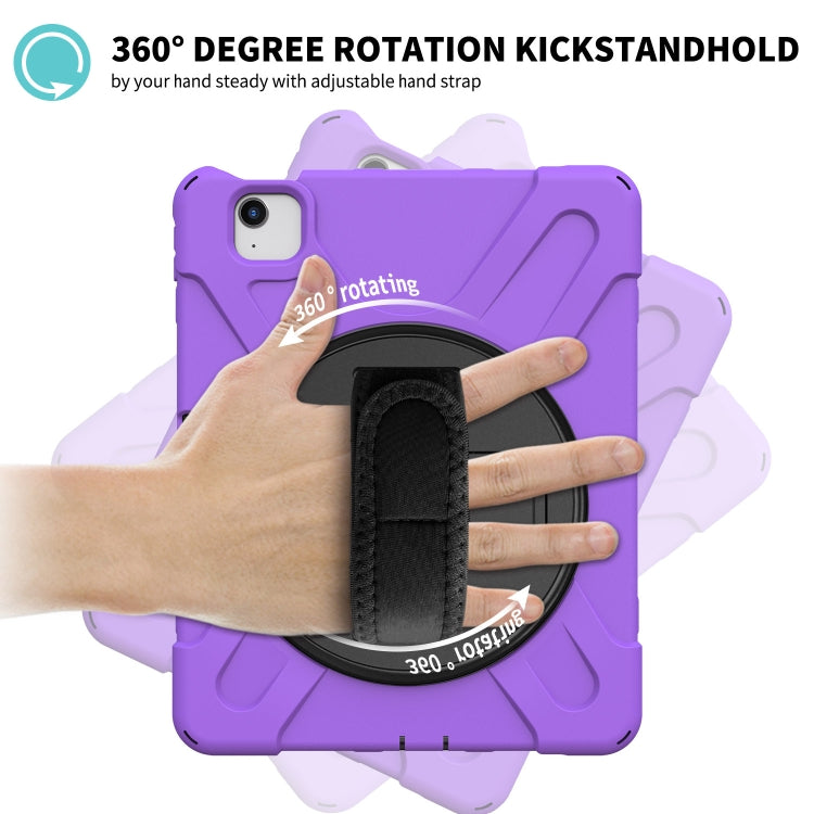 For iPad Air 2022 / 2020 10.9 360 Degree Rotation PC + Silicone Protective Case with Holder & Hand-strap(Purple) - iPad Air (2022) / (2020) 10.9 Cases by buy2fix | Online Shopping UK | buy2fix