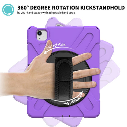 For iPad Air 2022 / 2020 10.9 360 Degree Rotation PC + Silicone Protective Case with Holder & Hand-strap(Purple) - iPad Air (2022) / (2020) 10.9 Cases by buy2fix | Online Shopping UK | buy2fix