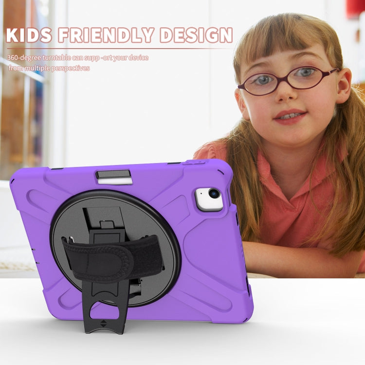 For iPad Air 2022 / 2020 10.9 360 Degree Rotation PC + Silicone Protective Case with Holder & Hand-strap(Purple) - iPad Air (2022) / (2020) 10.9 Cases by buy2fix | Online Shopping UK | buy2fix