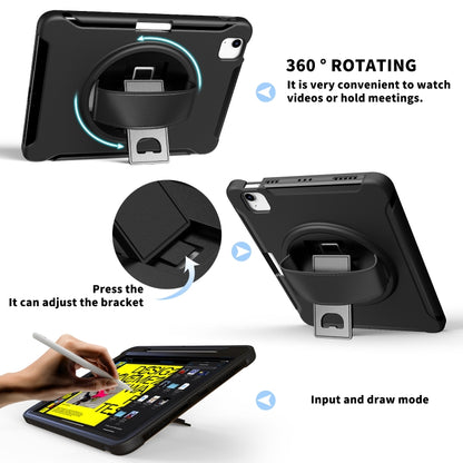 For iPad Air 2022 / 2020 10.9 360 Degree Rotation PC + TPU Protective Case with Holder & Hand-strap & Pen Slot(Black) - iPad Air (2022) / (2020) 10.9 Cases by buy2fix | Online Shopping UK | buy2fix