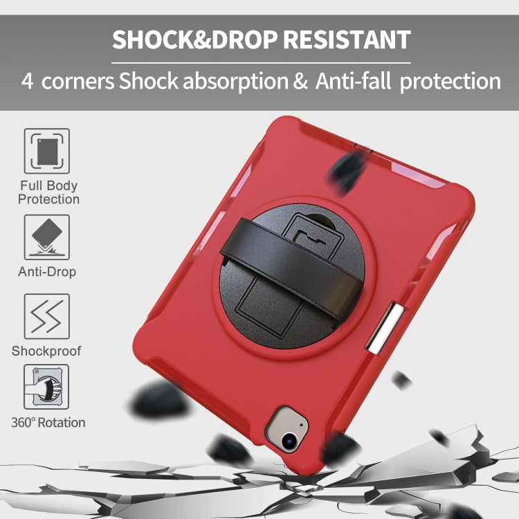 For iPad Air 2022 / 2020 10.9 360 Degree Rotation PC + TPU Protective Case with Holder & Hand-strap & Pen Slot(Red) - iPad Air (2022) / (2020) 10.9 Cases by buy2fix | Online Shopping UK | buy2fix