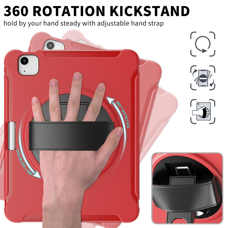 For iPad Air 2022 / 2020 10.9 360 Degree Rotation PC + TPU Protective Case with Holder & Hand-strap & Pen Slot(Red) - iPad Air (2022) / (2020) 10.9 Cases by buy2fix | Online Shopping UK | buy2fix