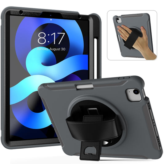 For iPad Air 2022 / 2020 10.9 360 Degree Rotation PC + TPU Protective Case with Holder & Hand-strap & Pen Slot(Grey) - iPad Air (2022) / (2020) 10.9 Cases by buy2fix | Online Shopping UK | buy2fix
