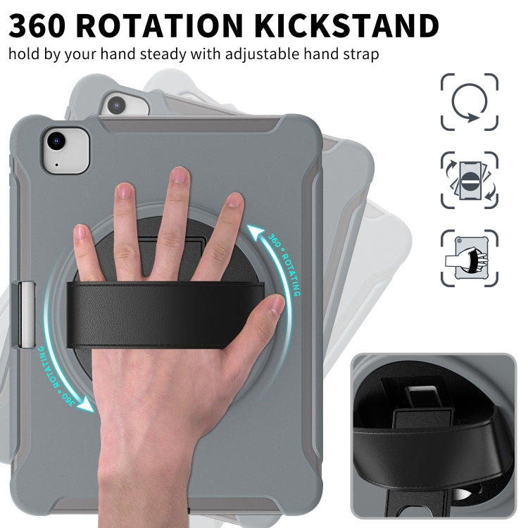 For iPad Air 2022 / 2020 10.9 360 Degree Rotation PC + TPU Protective Case with Holder & Hand-strap & Pen Slot(Grey) - iPad Air (2022) / (2020) 10.9 Cases by buy2fix | Online Shopping UK | buy2fix