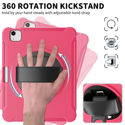 For iPad Air 2022 / 2020 10.9 360 Degree Rotation PC + TPU Protective Case with Holder & Hand-strap & Pen Slot(Rose Red) - iPad Air (2022) / (2020) 10.9 Cases by buy2fix | Online Shopping UK | buy2fix