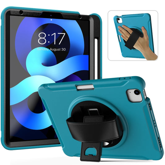 For iPad Air 2022 / 2020 10.9 360 Degree Rotation PC + TPU Protective Case with Holder & Hand-strap & Pen Slot(Light Blue) - iPad Air (2022) / (2020) 10.9 Cases by buy2fix | Online Shopping UK | buy2fix