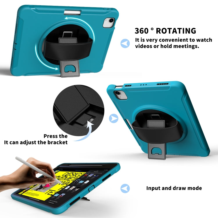 For iPad Air 2022 / 2020 10.9 360 Degree Rotation PC + TPU Protective Case with Holder & Hand-strap & Pen Slot(Light Blue) - iPad Air (2022) / (2020) 10.9 Cases by buy2fix | Online Shopping UK | buy2fix