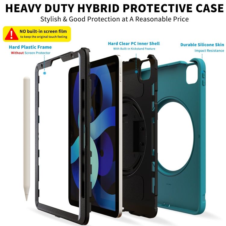 For iPad Air 2022 / 2020 10.9 360 Degree Rotation PC + TPU Protective Case with Holder & Hand-strap & Pen Slot(Light Blue) - iPad Air (2022) / (2020) 10.9 Cases by buy2fix | Online Shopping UK | buy2fix