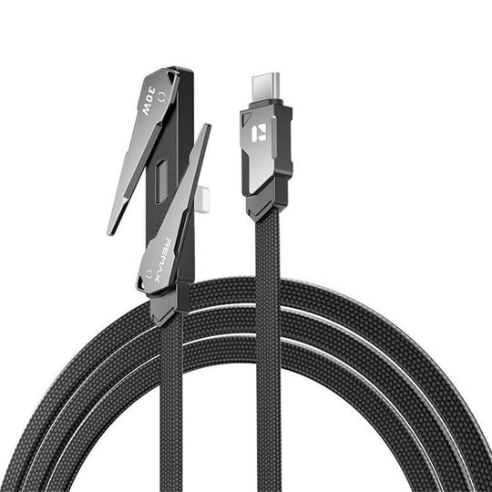 REMAX CB53 1.2m PD30W Type-C to 8 Pin Phone Holder Braided Fast Charging Data Cable(Black)