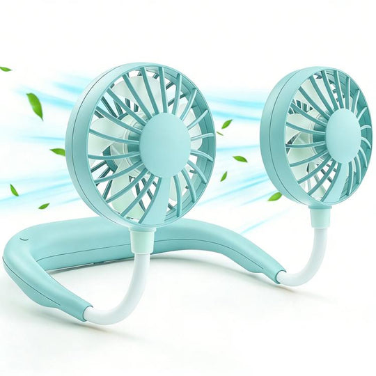 ZY-A2 Portable Neck Hanging Dual-Head Fan(Green)