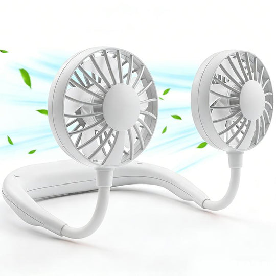 ZY-A2 Portable Neck Hanging Dual-Head Fan(White)