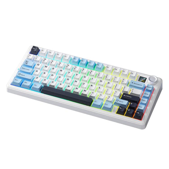 AULA F75MAX 80 Keys Wired/2.4G/Bluetooth Three Model Customized RGB Mechanical Keyboard(Smoke Blue Ocean Zero Harvester Axis)