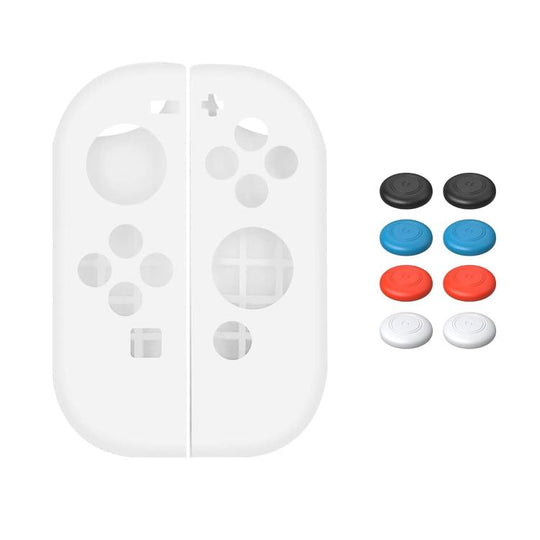 For Nintendo Switch / Switch OLED Joy-Con XDcase 1 Pair Soft Silicone Protective Case & Joystick Caps Set(White)