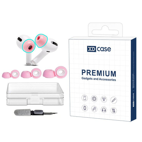 For AirPods Pro 1 / 2 XDcase 3 Pairs Replacement Memory Foam Ear Tips Kit, S/M/L Size, Cleaning Pen Color Random(Pink)