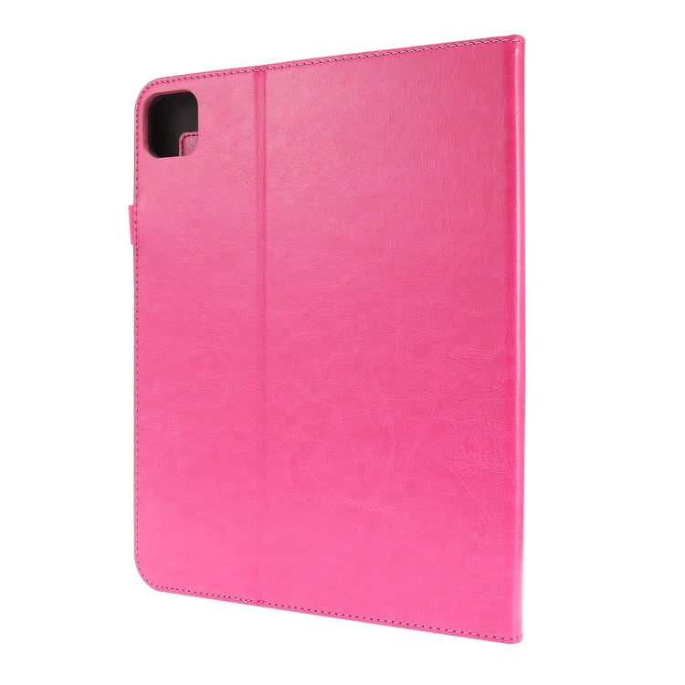 For iPad Pro 12.9 inch (2020) Crazy Horse Texture Horizontal Flip Leather Tablet Case with 2-folding Holder & Card Slot(Rose Red) - iPad Pro 12.9 (2020) Cases by buy2fix | Online Shopping UK | buy2fix