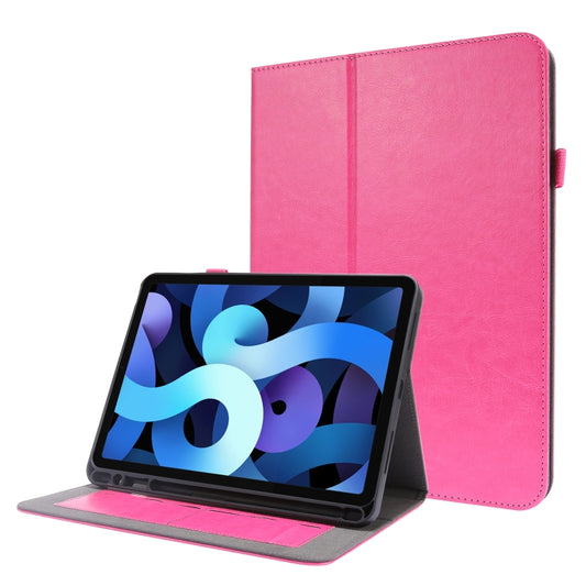 For iPad Pro 11 inch /iPad Air 2022 / 2020 10.9 Crazy Horse Texture Horizontal Flip Leather Case with 2-folding Holder & Card Slot(Rose Red) - iPad Air (2022) / (2020) 10.9 Cases by buy2fix | Online Shopping UK | buy2fix