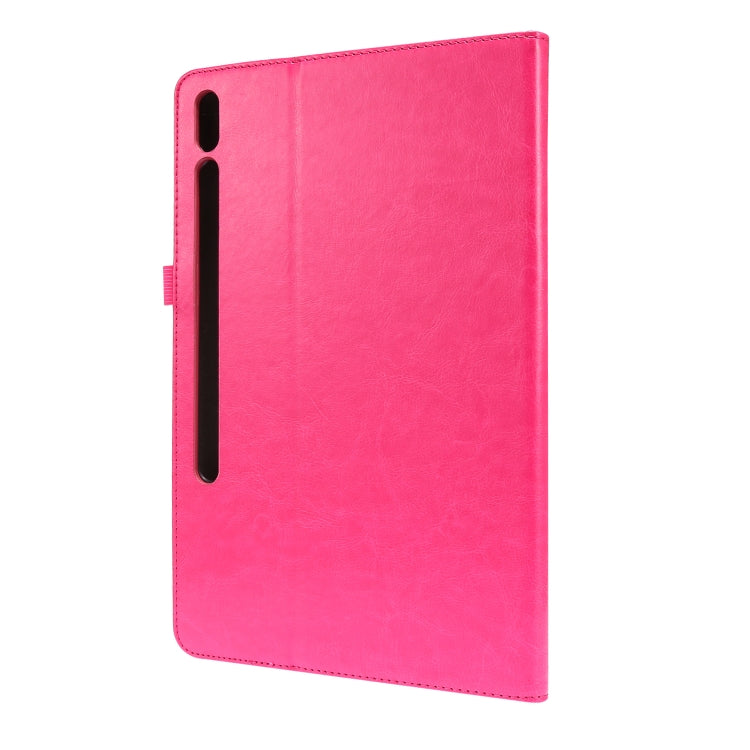 For Samsung Galaxy Tab S8+ / Tab S8 Plus / Tab S7 FE / Tab S7+ / T970 Crazy Horse Texture Horizontal Flip Leather Case with 2-folding Holder & Card Slot(Rose Red) by buy2fix