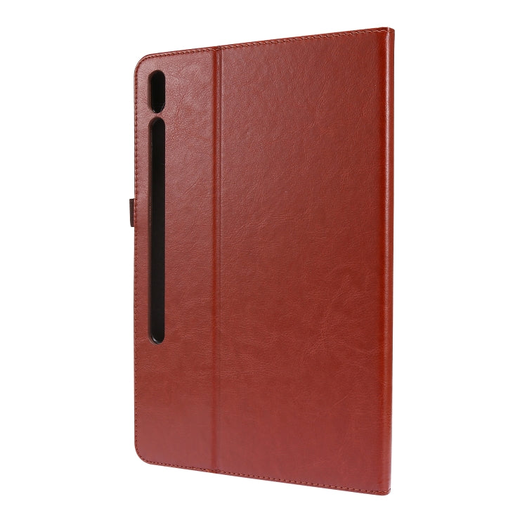 For Samsung Galaxy Tab S8+ / Tab S8 Plus /  Tab S7 FE / Tab S7+ / T970 Crazy Horse Texture Horizontal Flip Leather Case with 2-folding Holder & Card Slot(Brown) - Galaxy Tab S8+ Cases by buy2fix | Online Shopping UK | buy2fix