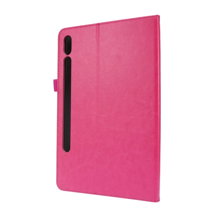 For Samsung Galaxy Tab S8 / Galaxy Tab S7 / SM-870 Crazy Horse Texture Horizontal Flip Leather Case with 2-folding Holder & Card Slot(Rose Red) by buy2fix