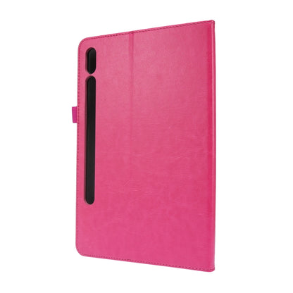 For Samsung Galaxy Tab S8 / Galaxy Tab S7 / SM-870 Crazy Horse Texture Horizontal Flip Leather Case with 2-folding Holder & Card Slot(Rose Red) by buy2fix