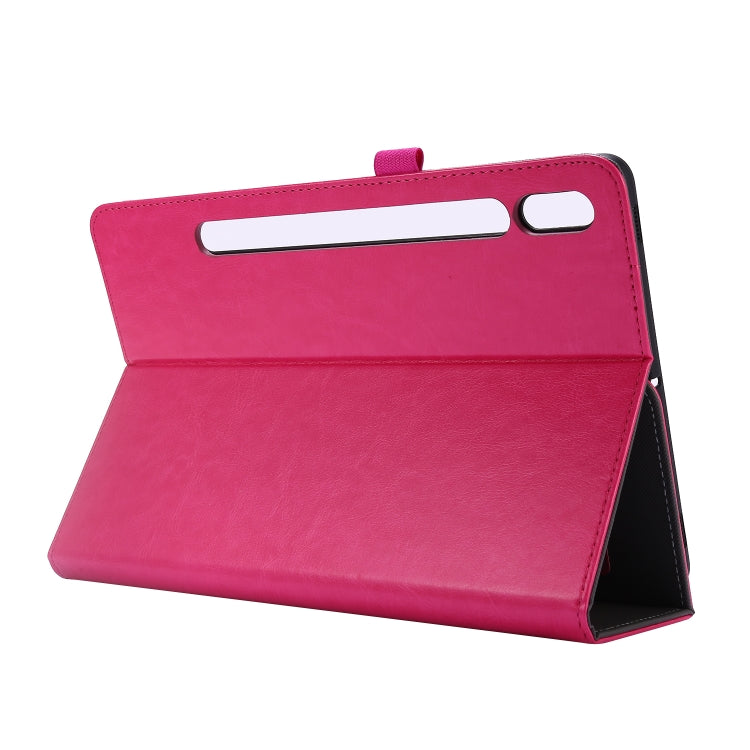 For Samsung Galaxy Tab S8 / Galaxy Tab S7 / SM-870 Crazy Horse Texture Horizontal Flip Leather Case with 2-folding Holder & Card Slot(Rose Red) by buy2fix