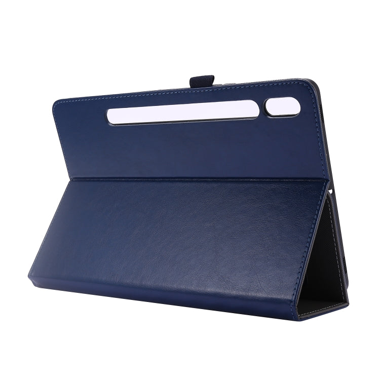 For Samsung Galaxy Tab S8 / Galaxy Tab S7 / SM-870 Crazy Horse Texture Horizontal Flip Leather Case with 2-folding Holder & Card Slot(Dark Blue) - Galaxy Tab S8 Cases by buy2fix | Online Shopping UK | buy2fix