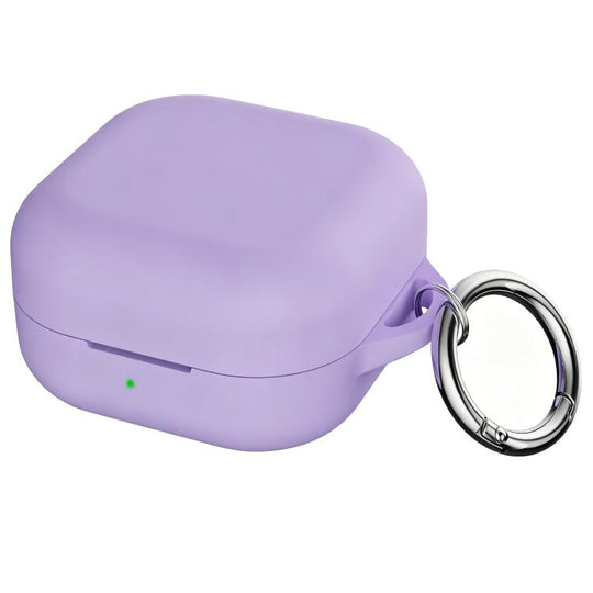 For Galaxy Buds4 / Buds4 Pro 2mm Thickness One-piece Silicone Earbuds Protective Case with Hook(Light Purple)